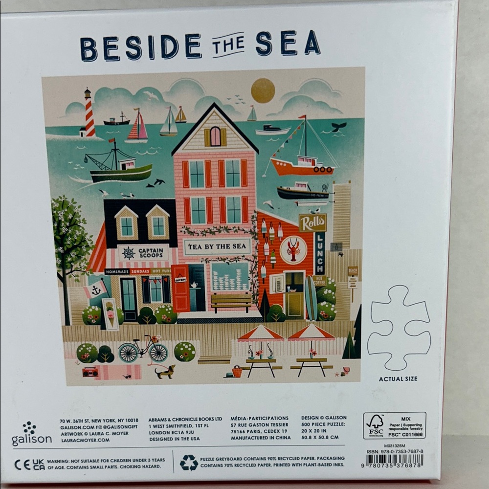 Galison Coastal Village 500 Piece Puzzle - Multicolor - Picture 3 of 4